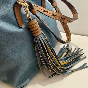 Classic blue tassel handbag